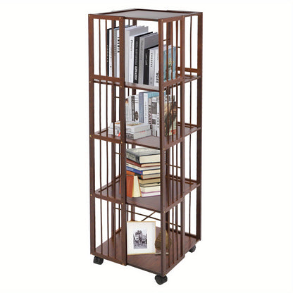 Rotating Bookshelf, 5-Tierd Mobile Bookshelf, Bookshelf with Open Design Shelving, Rotating Shelf, Spacesaving Furniture, Open Shelf, Minimalist Storage, Smooth Rotation, Easy Assembly, Adjustable Shelving, Swivel Bookshelf,