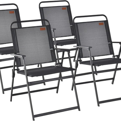Tuinstoelen – Klapstoelen – Balkonstoelen – Terrasstoelen – Campingstoelen – Opvouwbaar – Ademend Metalen Frame – Set Van 4