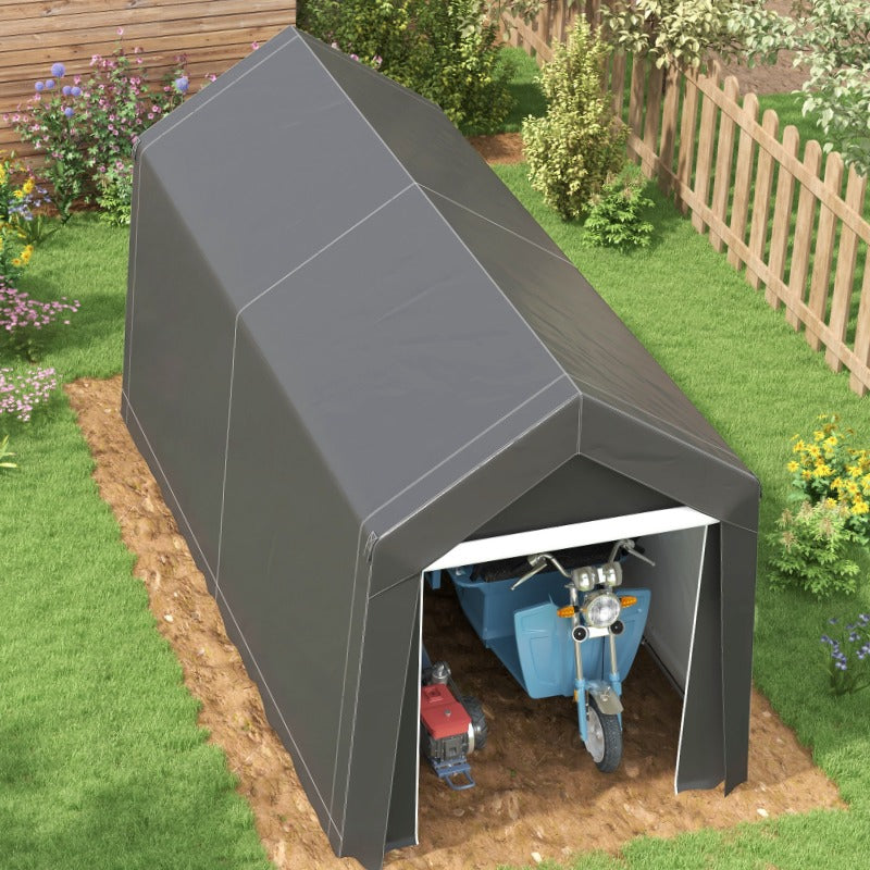 Garagetent – Opslagtent – Carport – Schuurtent – Garage Shelter – Waterafstotende Folie – Ritssluiting Deur – 2,1x3,6x2,35 m – Donkergrijs