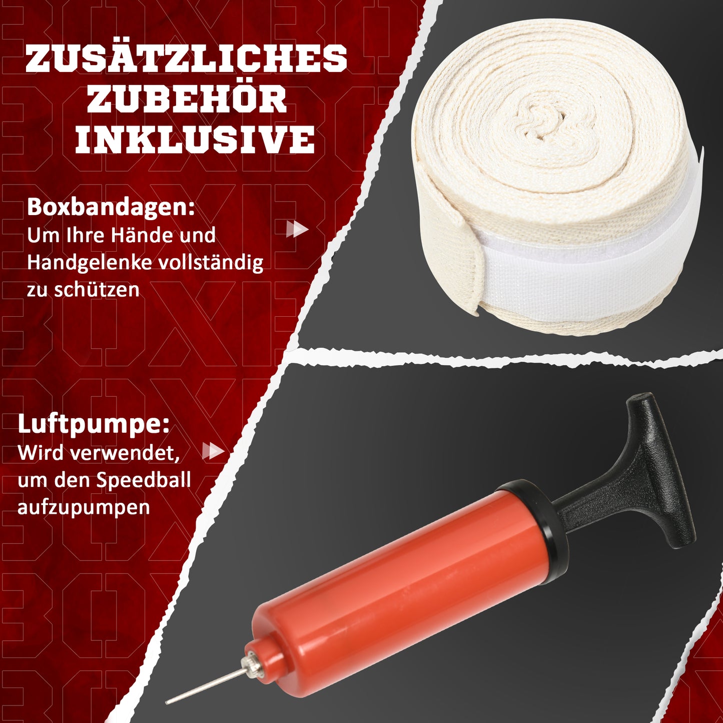 Verstelbare Boksbal – Bokszak – Bokstrainer – Punchingball – Boksdummy – 360° Draaibaar – Hoogte 163-205 cm – Stevig IJzer – Inclusief Bokswraps