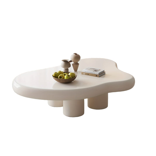 Salontafel – Koffietafel – Bijzettafel – Woonkamertafel – Tafel – Modern – Wolkvorm – Crèmekleurig – Compact – Eenvoudig te Monteren - QUORE