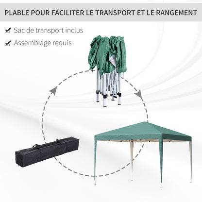 Vouwbare Tuin Tent – Partytent – Paviljoen – Prieel – Pagode – Anti-UV Bescherming – Stabiel Oxford Stof Met Staalframe – Groen 3x3x2,55m