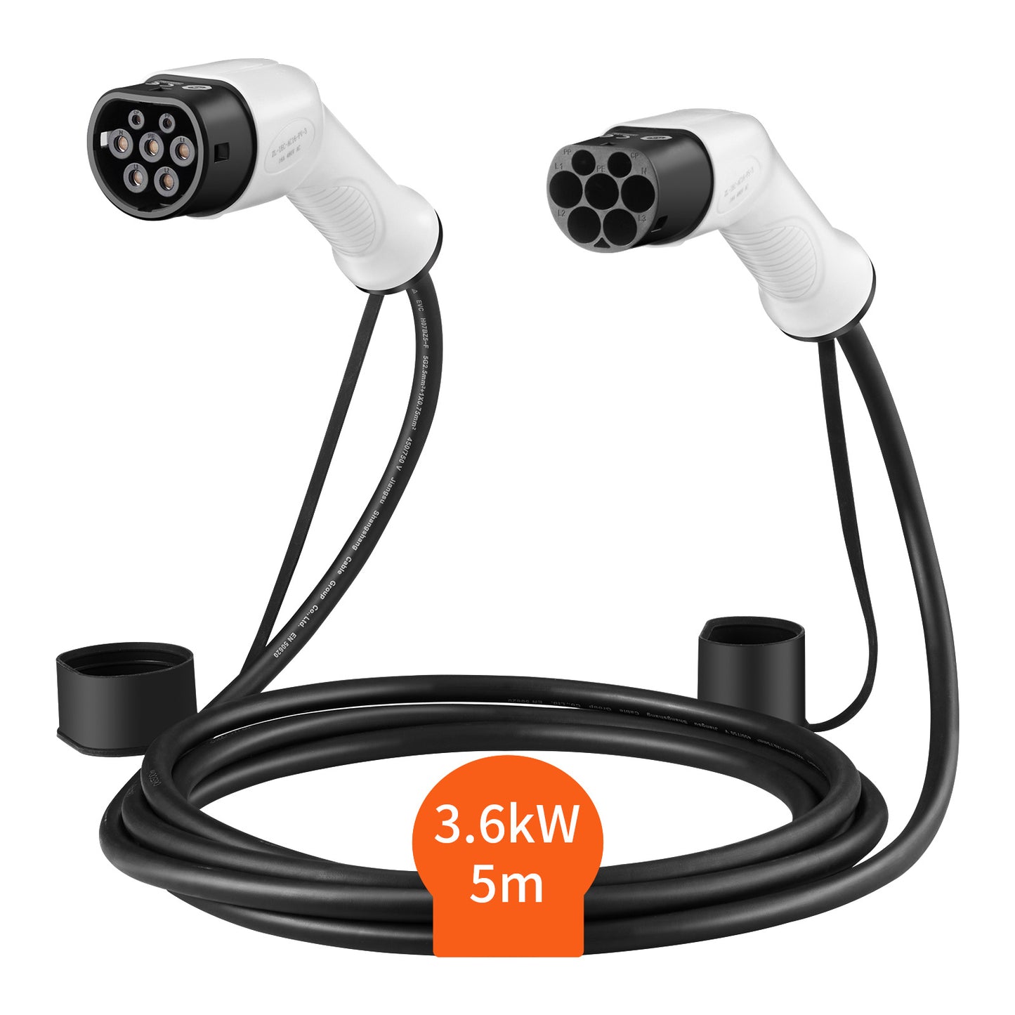 Type 2 Laadkabel – EV Laadsnoer – Elektrische Auto Kabel – Oplaadkabel – 5 Meter Kabel – 16A 3,6 kW – Duurzaam TPU Materiaal