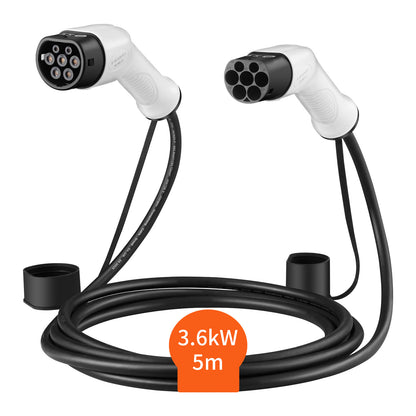 Type 2 Laadkabel – EV Laadsnoer – Elektrische Auto Kabel – Oplaadkabel – 5 Meter Kabel – 16A 3,6 kW – Duurzaam TPU Materiaal