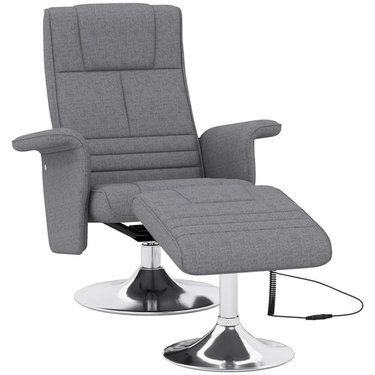 Massagestoel – Relaxstoel – Massagefauteuil – Wellnessstoel – Zitstoel – Donkergrijs – Verstelbare Rugleuning – Inclusief Voetensteun – Compact Formaat 78x95x88 cm