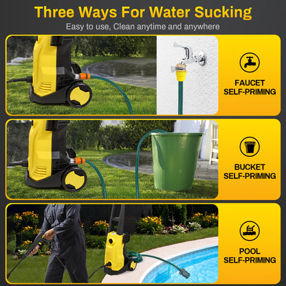 Hogedrukspuit – Hogedrukreiniger – Waterpistool – Draagbare Spuit – Auto Wasmachine – 120 Bar – 1500W – 4 Spuitmonden – 10m Hogedrukslang – Waterinlaatfilter – Duurzaam Kunststof