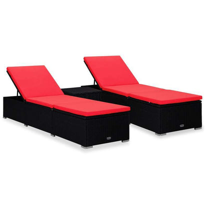 3pcs Easy Assembly Garden Lounge Chairs with Adjustable Headrests - Ergonomic Outdoor Recliners, Durable Black Resin, Perfect for Patio, Poolside, or Backyard Relaxation, Patio Furniture, Poolside Seating, Modern Lounge Chair