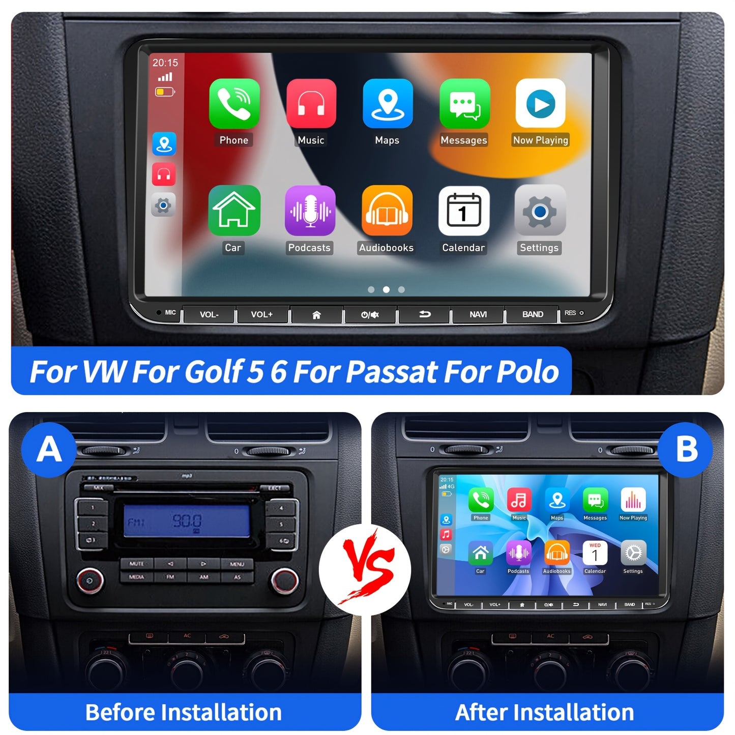 Android 14 Car Stereo – Auto Radio – Multimedia Speler – Navigatiesysteem – Touchscreen Headunit – 9 Inch IPS Scherm – Draadloos CarPlay & Android Auto – Inclusief AHD Achteruitrijcamera en Microfoon