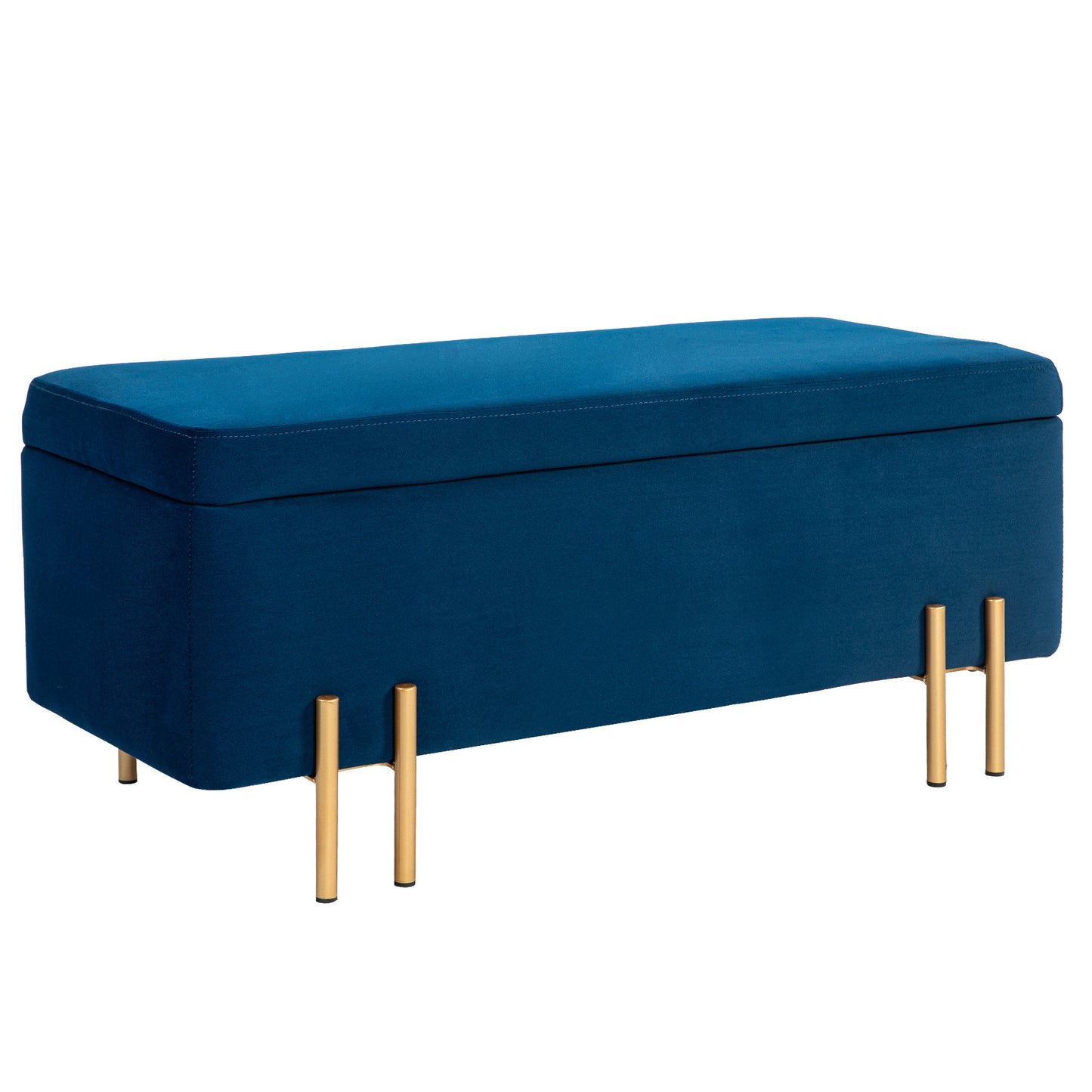 Opbergbank – Zitbank – Opbergkist – Opbergbox – Halbank – Stoffen Bekleding – Opbergruimte 100x40x42 cm – Rubberhout Frame – Metalen Poten
