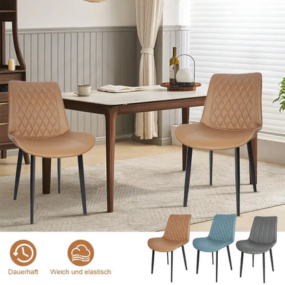Eetkamerstoelen – Stoelen – Kuipstoelen – Design Stoelen – Set Van 2 – PU Leer Zitting – Metalen Poten Stabiel