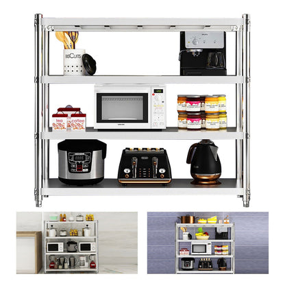 Stalen rek – Opbergrek – Stellingkast – Keukenrek – Magazijnrek – 120x40x150 cm – 4 planken – Roestvrij staal 201 – Extra stevig en duurzaam