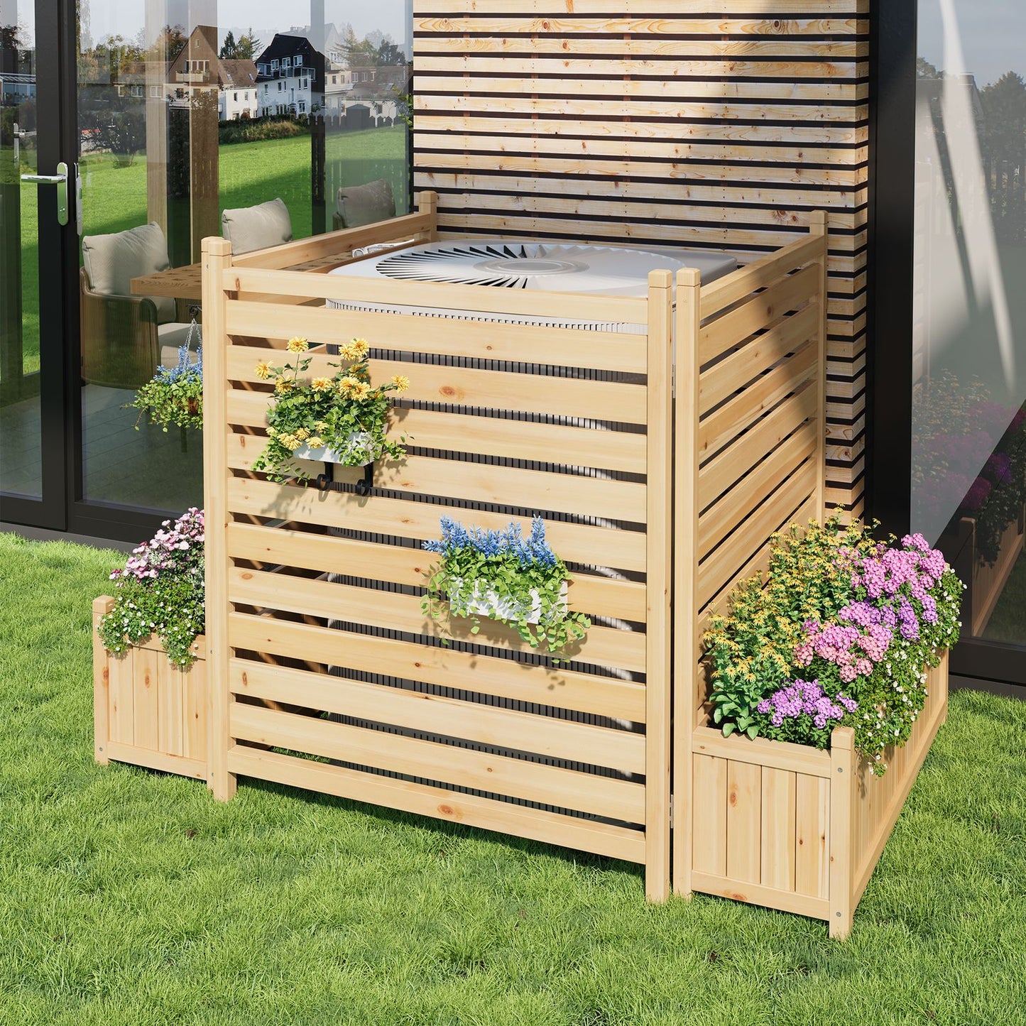 Houten Bloembak – Plantenbak – Bloempot – Tuinbak – Balkonbak – Met Privacy Scherm – Groot Formaat 55,88x101,6 cm – Duurzaam Geolied Hout