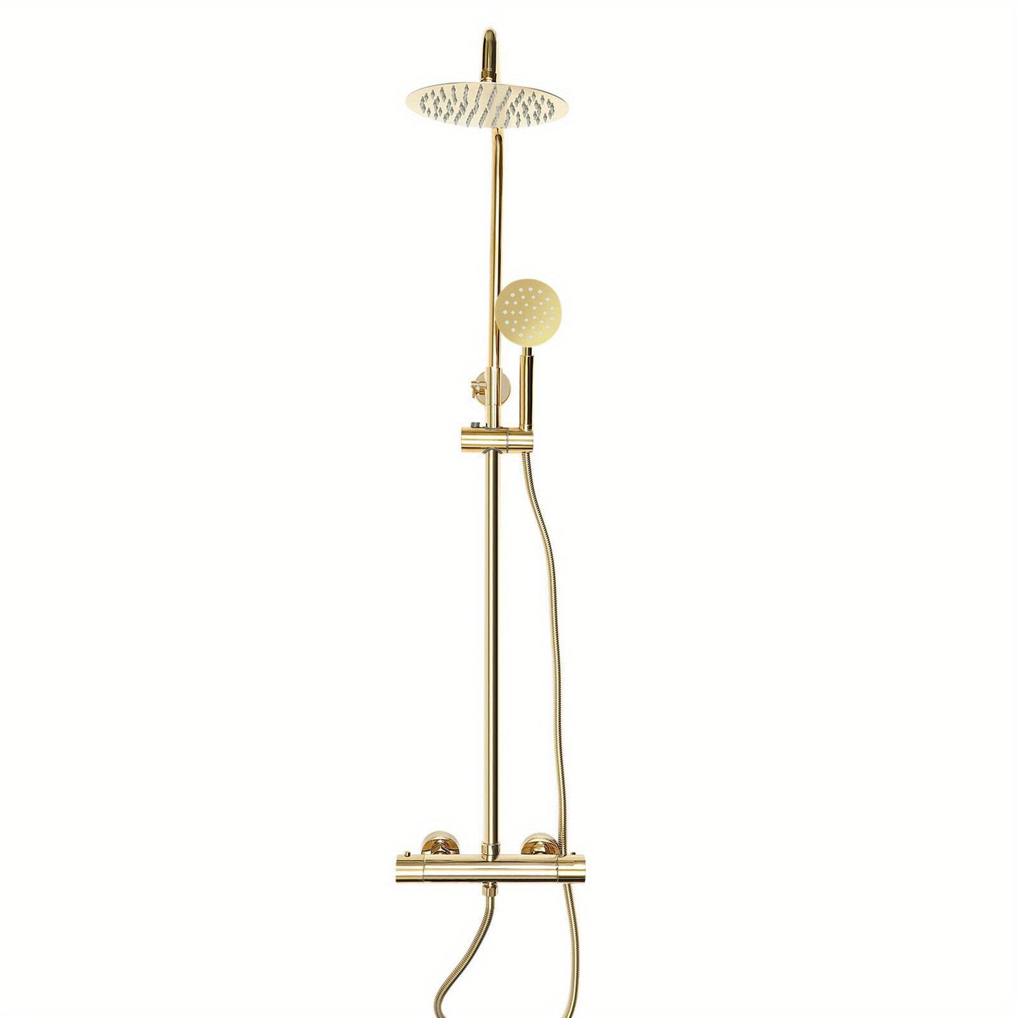 Regendouche Set – Douche Systeem – Douchekolom – Thermostaat Douche – Gouden Regendouche – 20 cm Draaibare Kop – Roestvrij Staal 304