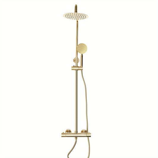 Regendouche Set – Douche Systeem – Douchekolom – Thermostaat Douche – Gouden Regendouche – 20 cm Draaibare Kop – Roestvrij Staal 304