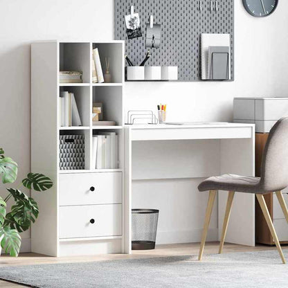 Desk with Storage Space with Shelf 2pcs White 90 X 40 X 76Cm Sleek Exterior, Ample Storage Space, Sturdy And Smooth, Featuring a Minimalist And Functional Design.