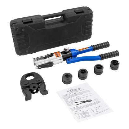 Hydraulic Crimping Pliers with 16-20-26-32 mm Dies | Blue, 360° Rotating Head, Alloy Steel, NaMaSyo Brand