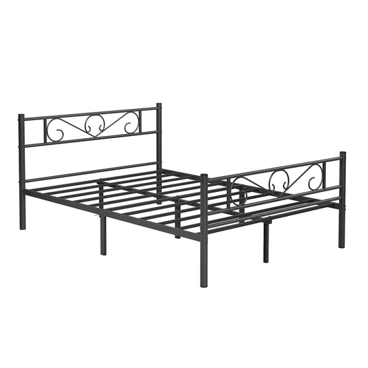 Bedframe – Tweepersoonsbed – Metalen Bed – Platformbed – Stalen Frame – Geschikt Voor Matras 140x190 cm – Robuust En Stabiel – Ruimte Onder Het Bed - Zwart