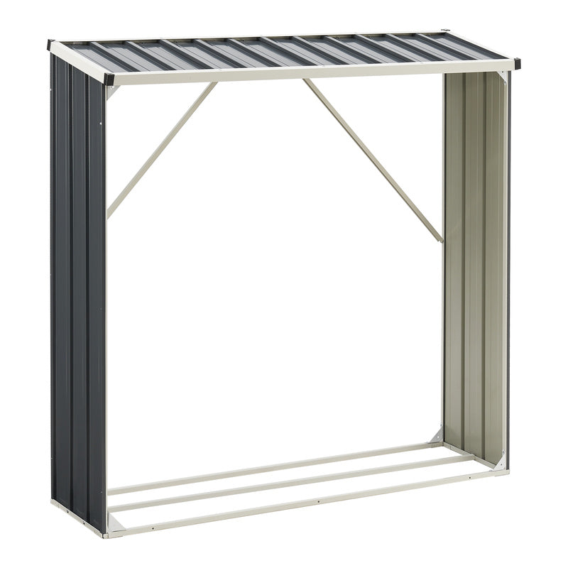 Houtopslagrek – Houtrek – Houtberging – Haardhoutrek – Brandhoutrek – Stalen Constructie – Weerbestendig Antraciet 155x45x157 cm