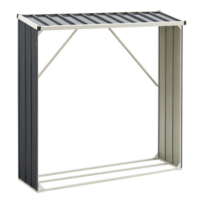 Houtopslagrek – Houtrek – Houtberging – Haardhoutrek – Brandhoutrek – Stalen Constructie – Weerbestendig Antraciet 155x45x157 cm