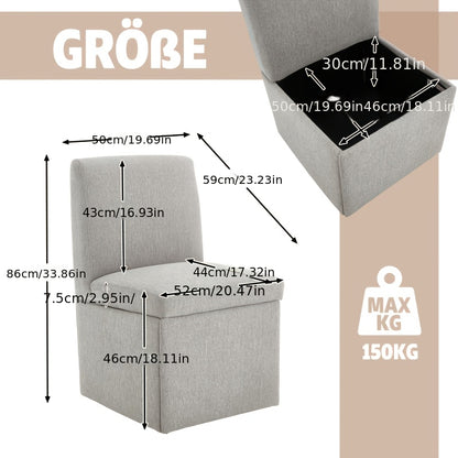 Opbergstoel – Opbergkruk – Opbergbox – Zitmeubel – Opberghocker – Wit – Ruimtebesparend – 3,2+ Kubieke Voet Opbergruimte – Stevig Katoenen Bekleding