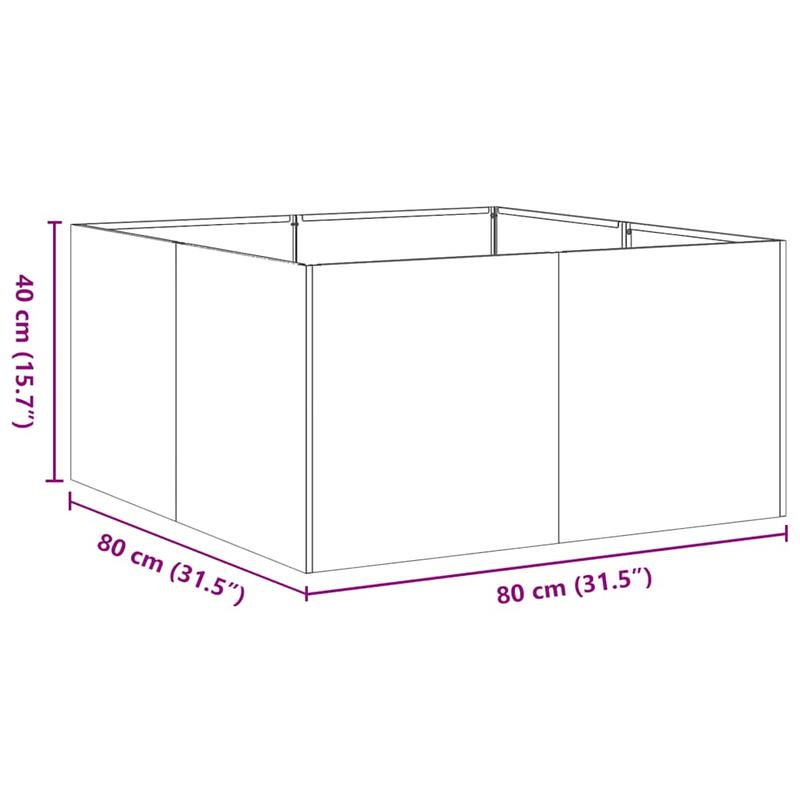 Plantenbak – Bloembak – Tuinbak – Moestuinbak – Balkontuinbak – Antraciet – Koudgewalst Staal – 80x80x40 cm – Weerbestendig & Verhoogd Plantbed
