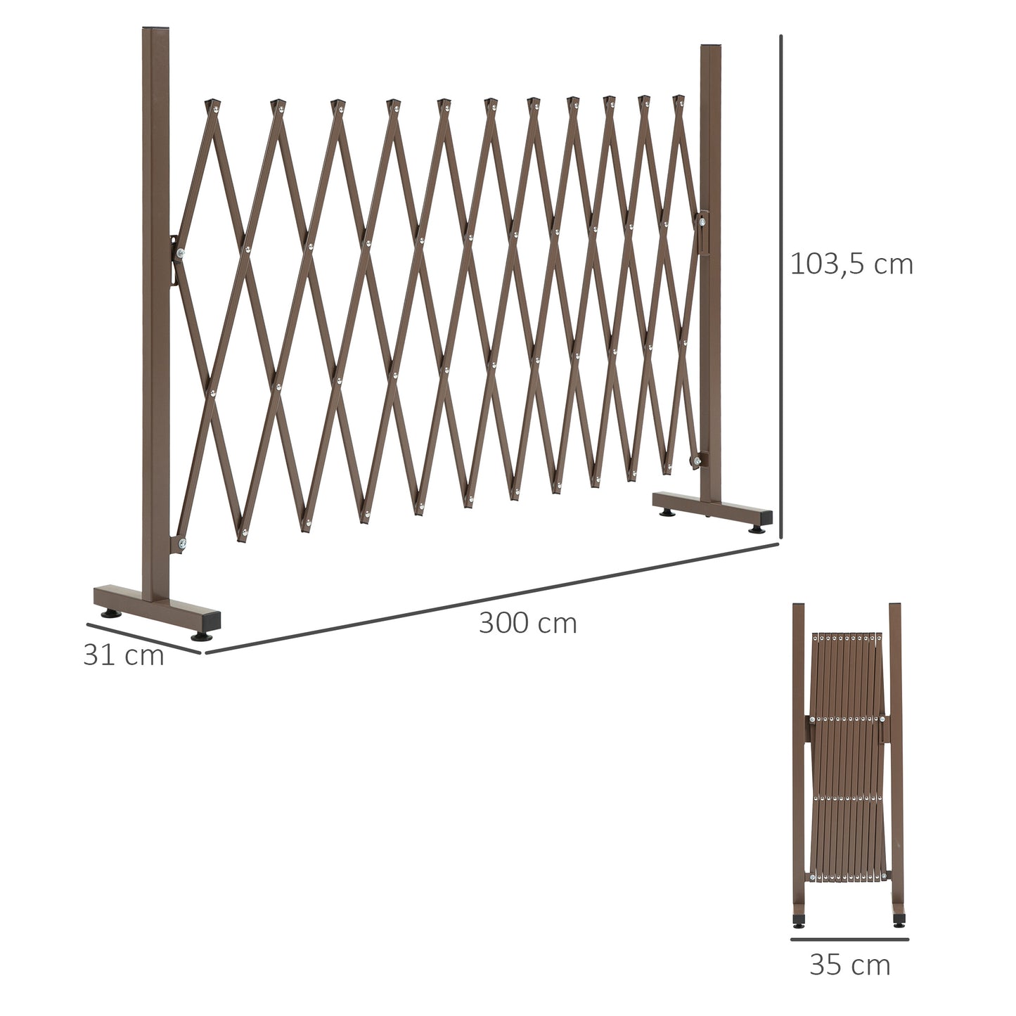 Veiligheidshekje – Veiligheidsbarrière – Traphekje – Kinderhek – Dierhekje – Uitschuifbaar Tot 300 cm – Aluminium Metaal Chocoladekleur