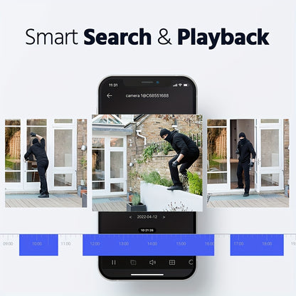 Beveiligingscamera Set – Camerabewaking – Bewakingscamera – CCTV Systeem – Draadloos Beveiligingssysteem – 8 Camera’s 3K Resolutie – Kleurennachtzicht & Personen- en Voertuigdetectie