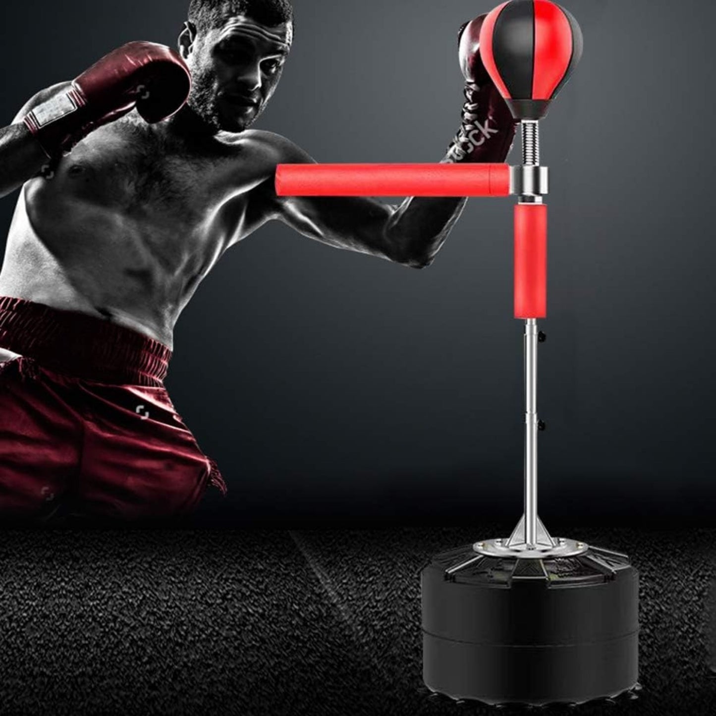 Bokszak – Staande Bokszak – Reflexzak – Punching Ball – Trainingsbokszak – Verstelbare Hoogte 120-190 cm – 360° Draaibare Reactiebalk