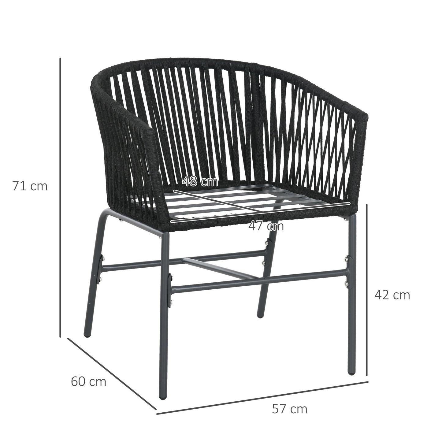 Tuinstoelen – Tuinstoelen – Balkonstoelen – Terrasstoelen – Buitenstoelen – Bohemian Design – Comfortabele Kussens – Zwart Gepoedercoat Stalen Frame – Set van 2