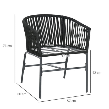 Tuinstoelen – Tuinstoelen – Balkonstoelen – Terrasstoelen – Buitenstoelen – Bohemian Design – Comfortabele Kussens – Zwart Gepoedercoat Stalen Frame – Set van 2