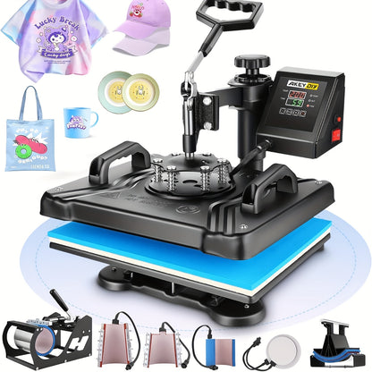 Transferpers – Hittepers – Heat Press Machine – Warmte Pers – Textielpers – 8-in-1 Multifunctioneel – 30,48 x 38,1 cm – 360° Draaibaar Swing-Away