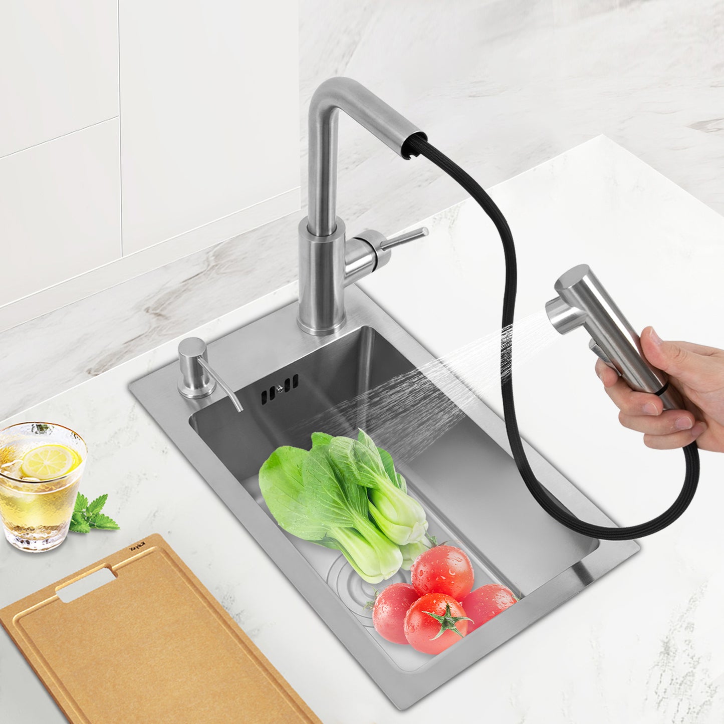 TOOL1SHOOO Polished Stainless Steel Kitchen Sink - Large Capacity, Easy Installation for Kitchens, Dining Rooms, Bars, Restaurants, Garages, Caravans, Mobile Food Preparation & Cleaning Equipment, Commercial Sinks