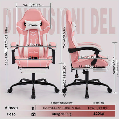 Gaming Stoel – Bureaustoel – Gamer Stoel – Bureaustoel – Zwarte Groene Gaming Chair – Verstelbare Rugleuning 90-170° – Memory Foam Met Lendensteun & Hoofdsteun