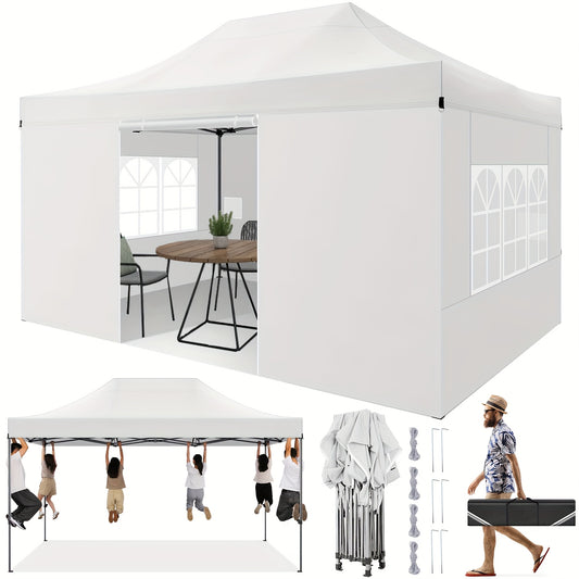 Feesttent – Partytent – Paviljoen – Tuintent – Overkapping – Pop-up Tent 3,05x4,57m – Hoogte Verstelbaar – Met Afneembare Zijwanden