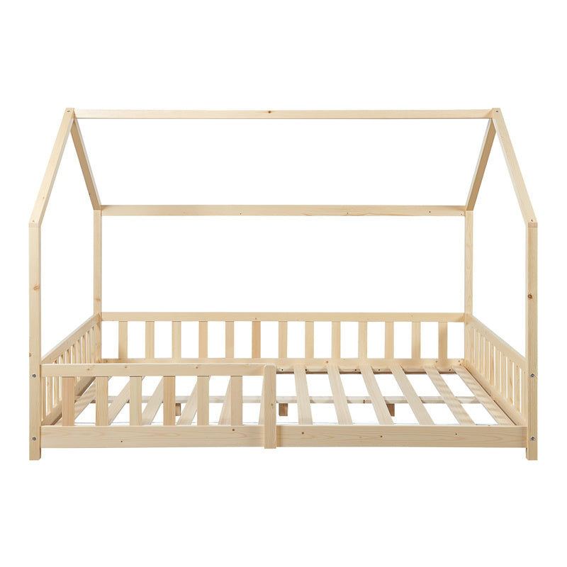 Kinderbed – Kinderbedden – Eenpersoonsbed – Hoogslaper – Stapelbed – Huisbed Design – Veilig Valbeveiliging – 90x200 cm Vurenhout