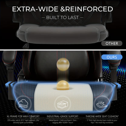 Gamingstoel – Bureaustoel – Ergonomische Stoel – Office Chair – Gamestoel – Met Voetensteun – Lendensteun & 200 KG Draagvermogen – Zwart