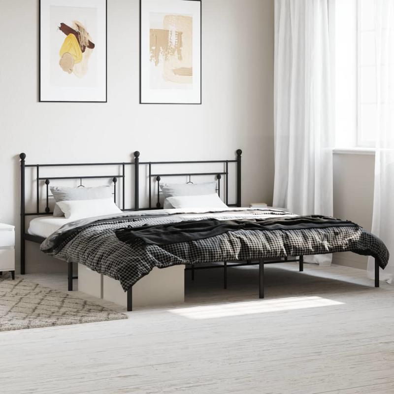 Metal Bed Frame with Headboard, 200X200 Cm