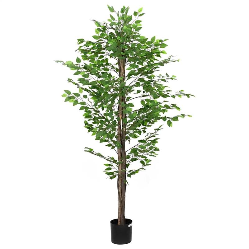 Kunstmatige Ficus – Nepplant – Kunstboom – Sierplant – Kunstboom Binnen Buiten – 200 cm Hoog – 1260 Bladeren – Onderhoudsvrij – UV-bestendig – Zwarte Pot
