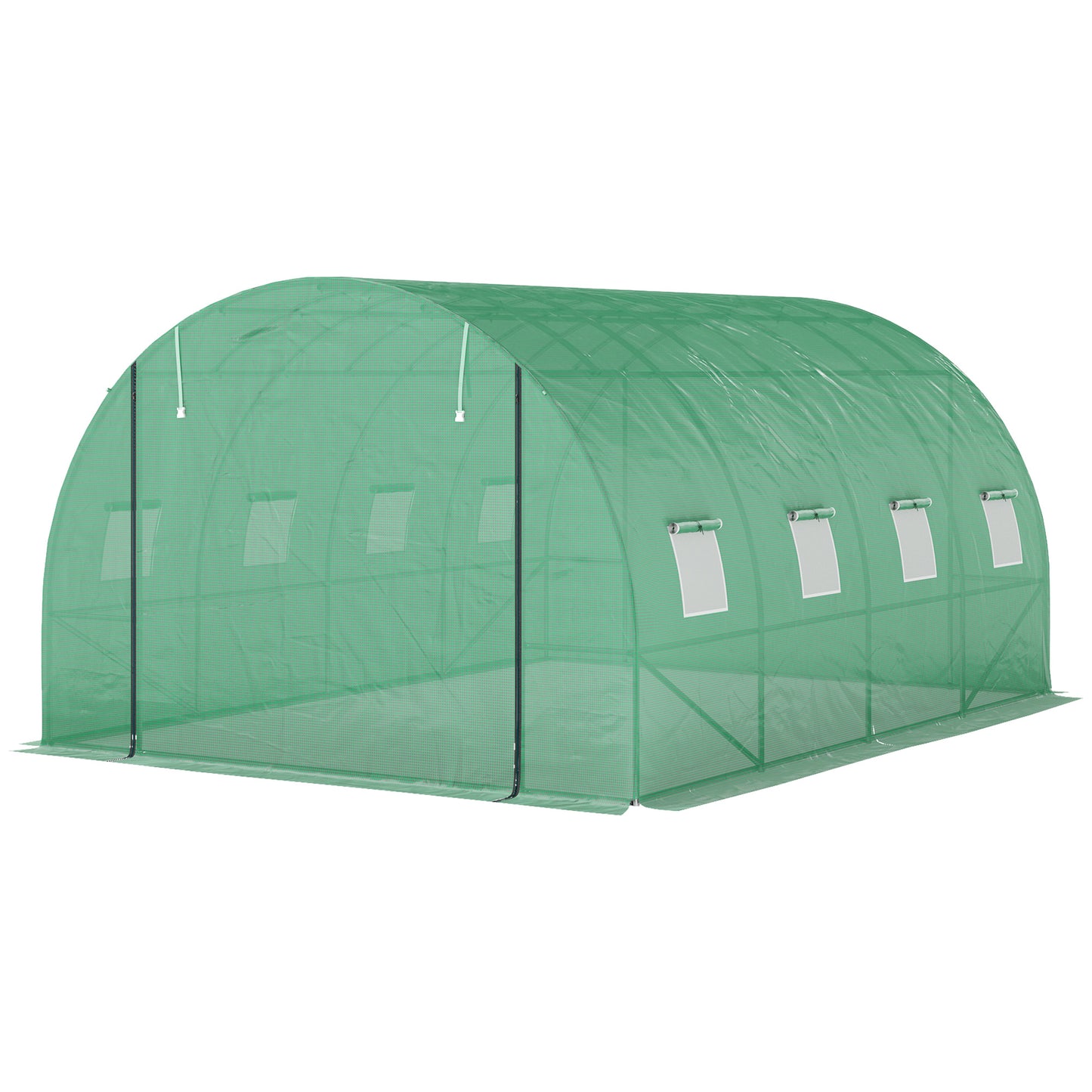 Polytunnel Kas – Tuinkas – Serre – Kweekkas – Groentetunnel – Verstevigd Stalen Frame – 398x298x198 cm – Oproldeur en Ventilatie