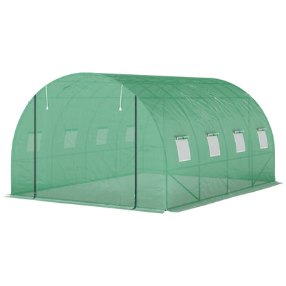 Polytunnel Kas – Tuinkas – Serre – Kweekkas – Groentetunnel – Verstevigd Stalen Frame – 398x298x198 cm – Oproldeur en Ventilatie