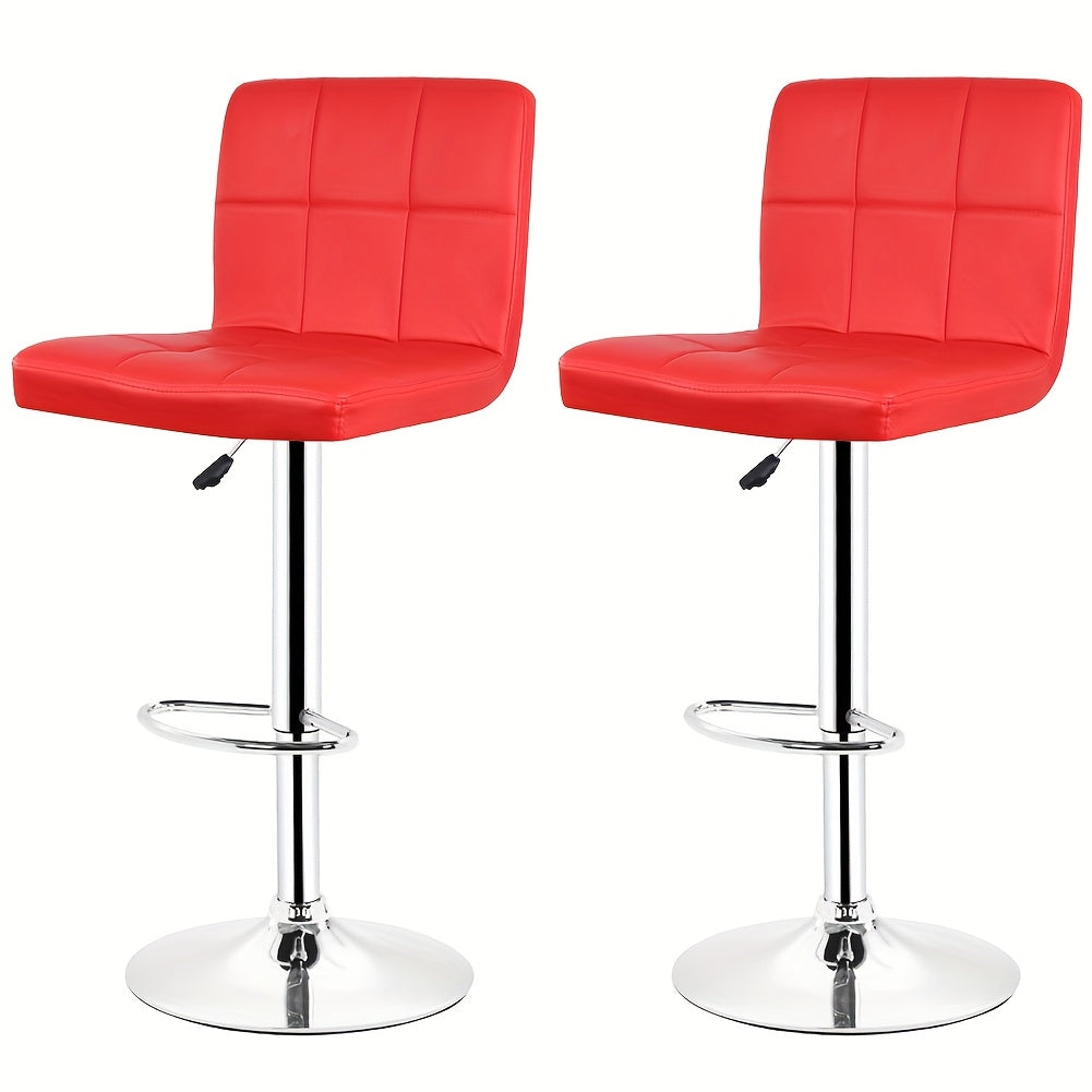 Barkrukken – Barstoelen – Keukenkruk – Stoel – Kruk – Set Van 2 – Verstelbare Zithoogte 92-112 cm – 360° Draaibaar – Ergonomische Rugleuning – Stalen Frame Met Antislipvoet – Rood Kunstleer – Comfortabel & Duurzaam