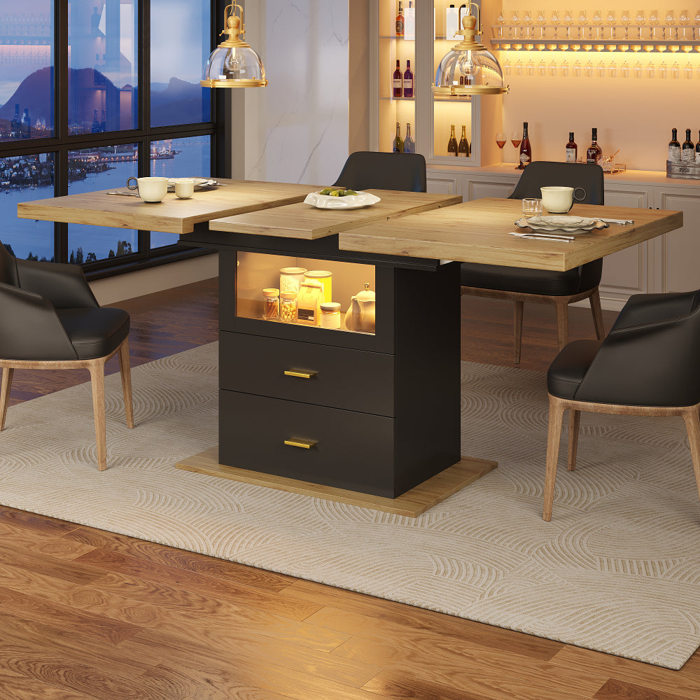 Dining table, extendable dining table, 110 x 80 x 75cm, suitable for use in dining rooms, kitchens or patios, extends to 140cm, accommodates up to 6 people.