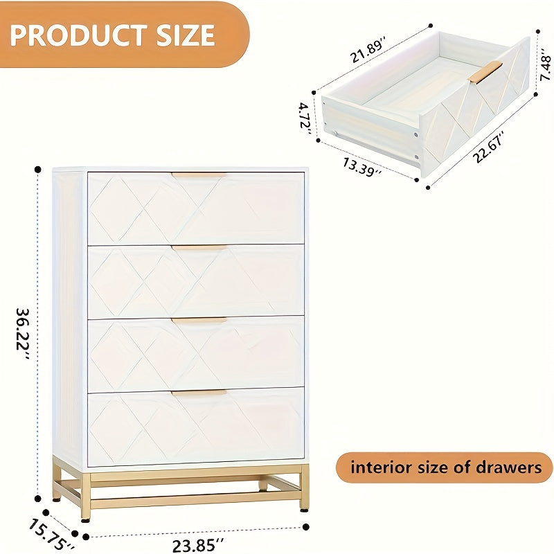 Modern Black Chest of Drawers with Golden Handles & Anti-Tip Device - 3, 2 Cu Ft Storage, 68.58cm Height, 2 Drawers & 2 Shelves, Compact Design for Bedroom, Living Room, Hallway - Durable Hardwood & Artificial Wood, Easy Asse