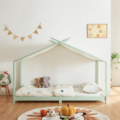Kinderbed – Huisbed – Peuterbed – Juniorbed – Bedhuisje – Massief Dennenhout – Matras 90x200 cm