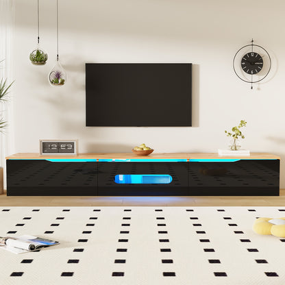 Tv-meubel – TV-kast – TV-dressoir – Media meubel – Televisiekast – Verstelbaar tot 180 cm – Hoogglans lak met 3 zwartglanzende deurtjes