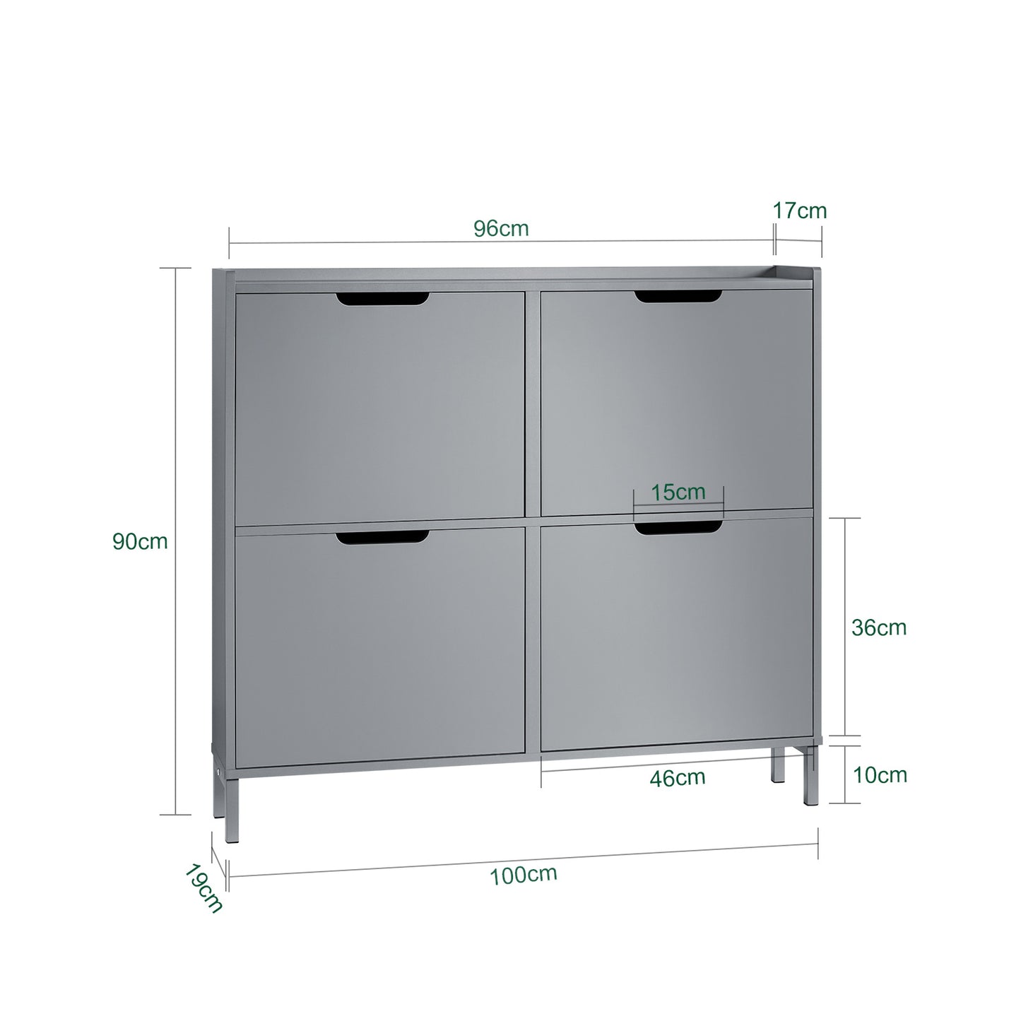 Schoenenkast – Schoenenrek – Schoenopberger – Schoenenkastje – Halmeubel – 4 Kleppen Met 8 Planken – Compact 19 Cm Diep – Duurzaam MDF En Metaal