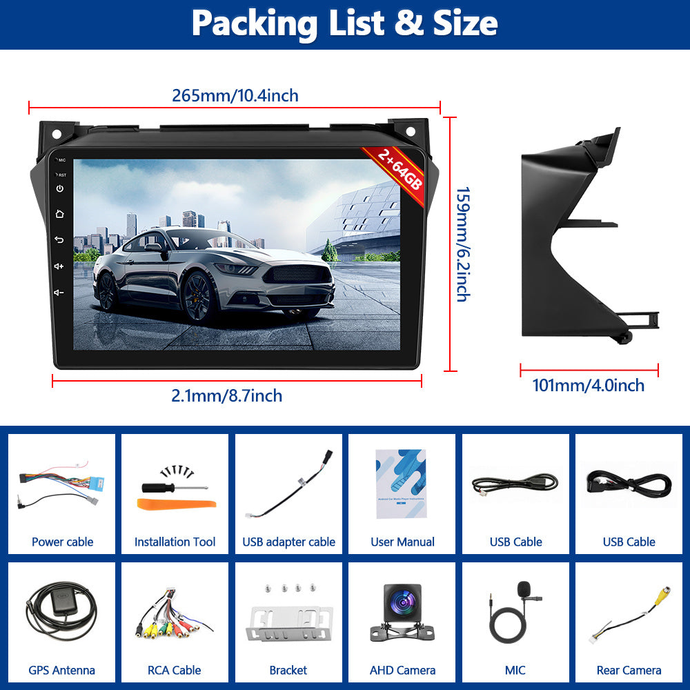 Autoradio – Auto Radio – Multimedia Systeem – DAB+ Radio – Bluetooth – 9 Inch HD IPS Touchscreen – Android 15 Systeem Met Draadloos CarPlay En AHD Achteruitrijcamera