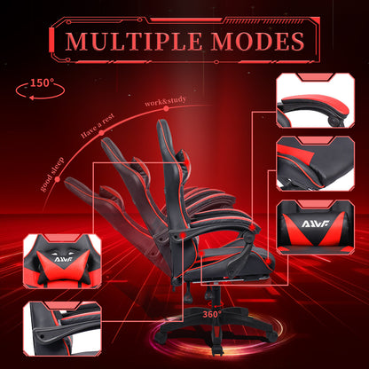 Office Chair, Gaming Chair, Gaming Chair, Ergonomic Gamer Chair with Footrest, Headrest,Lumbar Cushion, Padded Gaming Chair, Swivel Chair