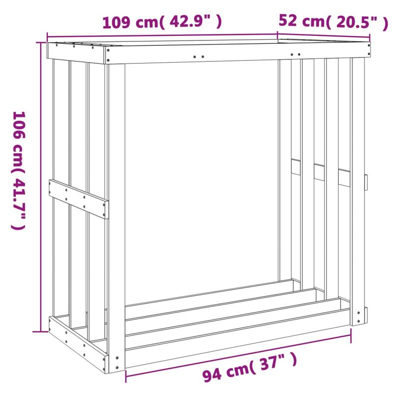 Houtopslag – Brandhout Rek – Haardhout Opbergkast – Buiten Houtrek – Houtberging – Massief Hout – Afdekking Tegen Regen – 109x52x106 cm
