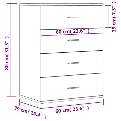 Sideboards – Dressoir – Kast – Opbergmeubel – Wandmeubel – Set van 2 – 60x39x80 cm – Bewerkt Hardhout – Grijs Sonoma – Verwijderbare Planken – Ruimtebesparend